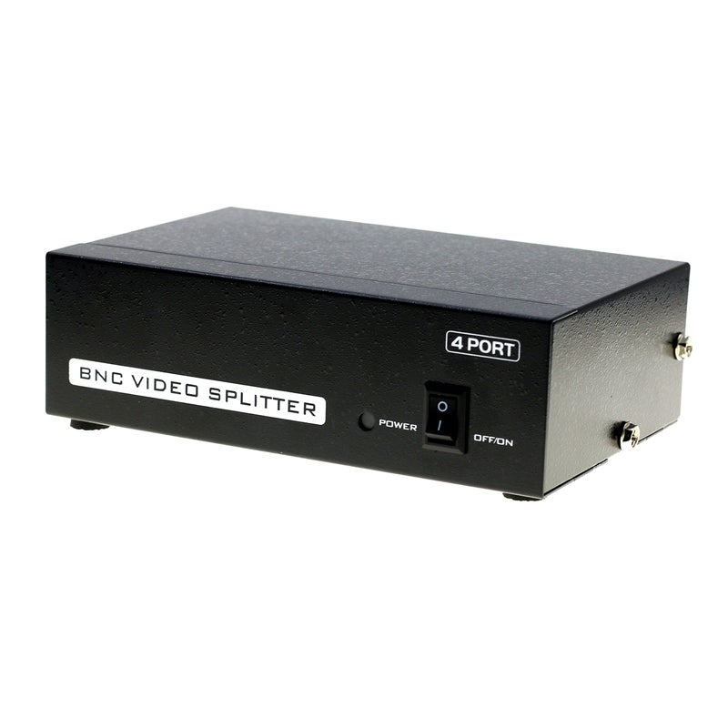 Optimal Shop 4 Ports BNC Video Splitter 1 in 4 Out BNC Coaxial TV CCTV DVR Composite Video Adapter Black - Image 1